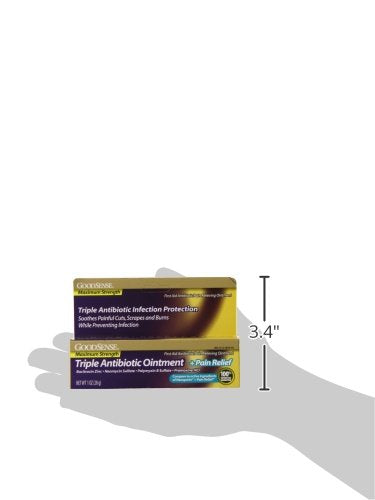 GoodSense Maximum Strength Triple Antibiotic Ointment plus Pain Relief, Soothes Painful Cuts, Scrapes, and Burns, While Preventing Infection, 1 Ounce