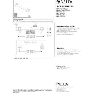 DELTA FAUCET 41618 Traditional Grab Bar, 18-Inch, Chrome 18 Inch Polished Chrome