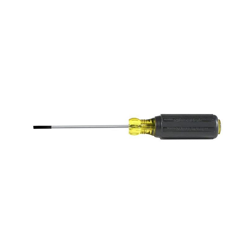 Klein Tools 612-4 Screwdriver, Made in USA, Flat Head Terminal Block Screwdriver, 1/8-Inch Cabinet Tip, 4-Inch Round Shank, TB-DIN 1 Count (Pack of 1) 1/8 Terminal Block Screwdriver