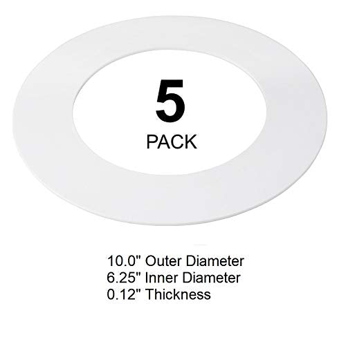 Gloss White Goof Trim Ring for Recessed Can Lighting Down Light, Outer Diameter 10 Inches, Inner Diameter 6.2 Inches (5 Pack) 5 Pack