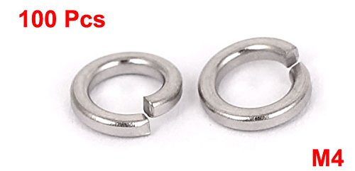 uxcell M4 304 Stainless Steel Split Lock Spring Washers Screw Gasket 100pcs