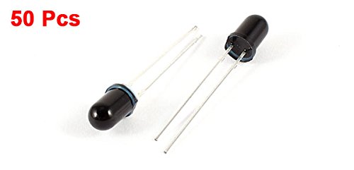 uxcell 50 Pcs 5mm Round Head Infrared Receiver Photodiodes IR Diode 6 Meters Emission Distance