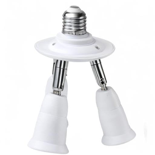 JACKYLED 3 in 1 E26 Light Socket Splitter Adapter Converter for Standard LED Bulbs 360 Degree Adjustable 180 Degree Bendable Max Watt 180w