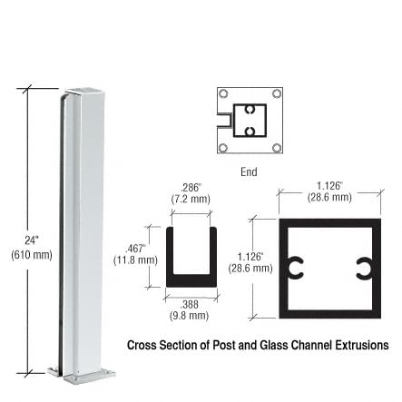 CRL Satin Anodized Standard 24" End Partition Post by CR Laurence