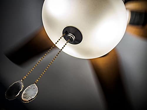 Natural Agate Pull Chains Ceiling Fan Chain Ceiling Light Lamp Fan， Grey And Black With Gilt Edged Agate 12 Inches Fan Pulls Set With Connector