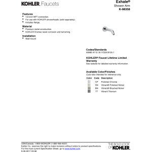 KOHLER K-98358-TT Exhale Showerarm, Titanium Vibrant Titanium