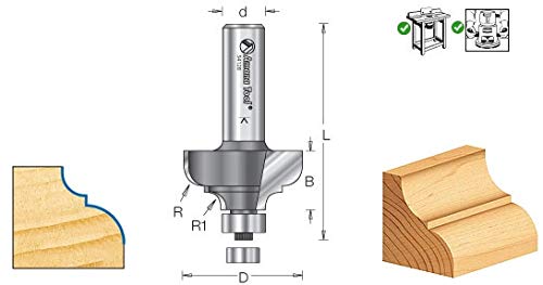 Amana Tool - 54134 Carbide Tipped Classical Cove & Bead 1/4 x 3/16 Radius x 1-3/8 Dia x 11 1-3/8 D x 11/16 CH x 1/2 Inch SHK
