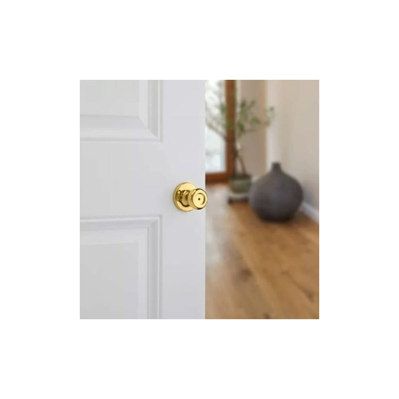 Kwikset Tylo Interior Privacy Door Knob with Lock, Door Handle For Bathroom and Bedroom, Polished Brass Keyless Turn Lock Doorknob, 1 Count (Pack of 1) Standard Packaging