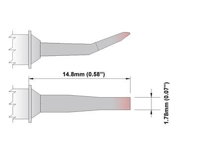 Thermaltronics M70TZ018 Tweezers Cartridge Pair - Long Reach Chisel 1.78mm (0.07in)