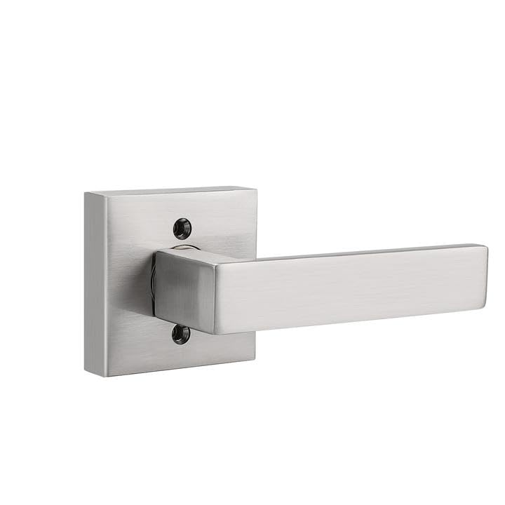 Probrico Satin Nickel Square French Half-Dummy Handles, Non-Turning Stainless Steel Single Dummy Levers, Heavy Duty Closet Balcony Pantry Hardware(Exposed Screws, 3 Pack)