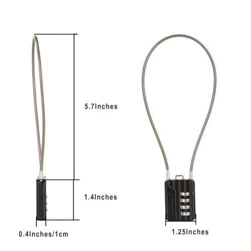 SEPOX® Versatile Twins Resettable 4-Digit Combination Padlock with Extrem Long Cable – Personalized Password, Durable Vinyl Steel Cable, Multipurpose Lock for Suitcase, Gym – Black 32cm Cable 32cm2pcs