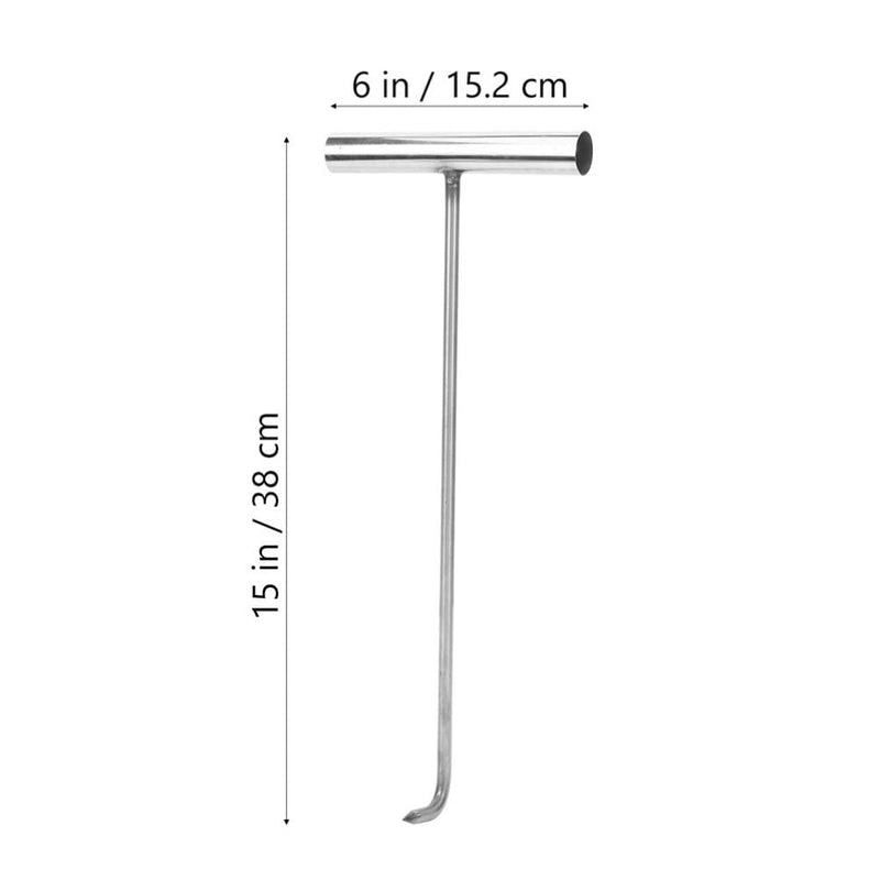 GANAZONO 2Pcs T-Hook Manhole Cover Lifter Pigtail Food Flipper Drain Cover Lifting Tool t Post Driver Rigid Sewer lid Hook Hooks for Keys Heavy-Duty Hook Puller Ceiling Stainless Steel 38X15.2CM - NewNest Australia