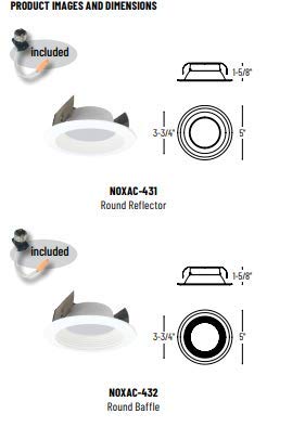 Nora NOXAC-43130WW 4" AC Onyx Retrofit Trim, White (3000K, Reflector) 3000K
