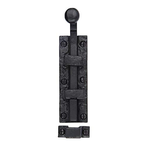 Set of 2 Iron Surface Door Slide Bolt, 5 3/8 x 1 1/2 Inch, Gate Latch, Black Powder Coat Finish