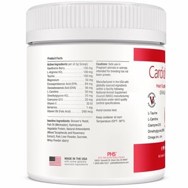 Heart Support Granules for Dogs – Vet-Formulated, Antioxidant-Rich- L-Taurine, L-Carnitine, EPA, DHA, CoQ10- Aids Circulatory Strength, Cardiovascular Support, Heart Muscle Function-USA Made- 90 Doses