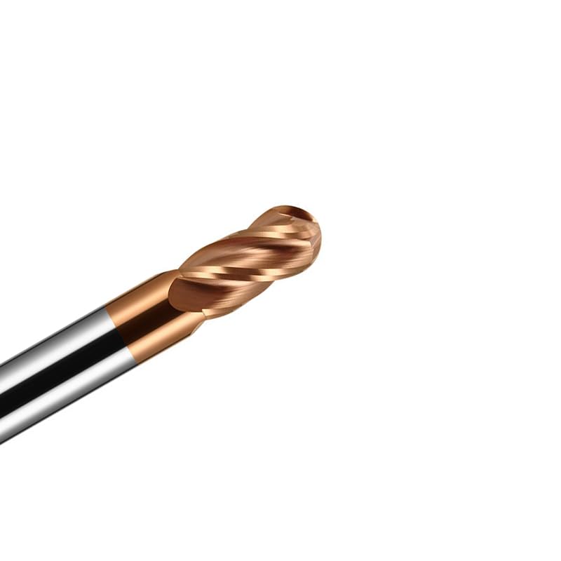 3/8" Carbide Ball Nose end Mill Bits - 3/8" Shank Dia,2-1/2'' Oal - 4 Flutes TISIN Coated - for Alloy Steels, Hardened Steels 3/8 in 1