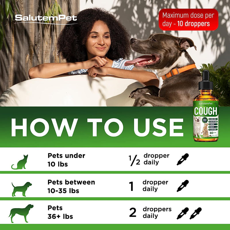 Dog Cough Suppressant - Natural Cough Remedy for Dogs - Liquid Cough Drops for Dogs & Cats - Herbal Dog Cough Formula Eases Coughing & Wheezing - Collapsed Trachea Upper Respiratory Support - PawsPlanet Australia