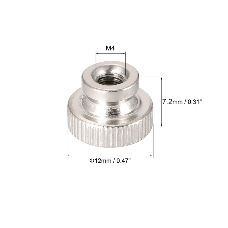 uxcell Knurled Thumb Nuts, 20Pcs M4x0.7mm Iron Round Knobs Fasteners for 3D Printer Parts, Silver Tone M4