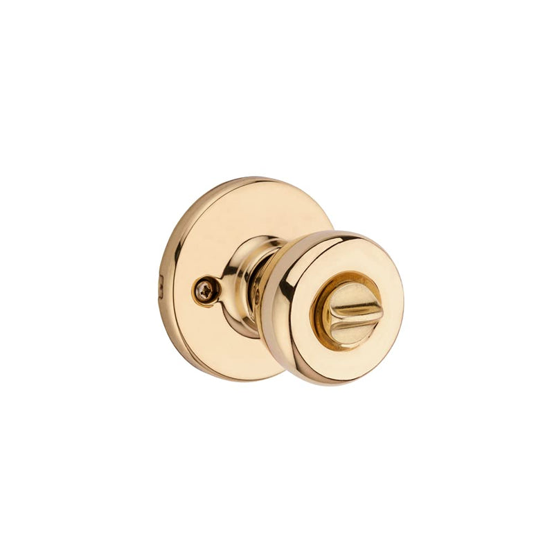 Kwikset Tylo Entry Door Knob with Lock and Key, Secure Keyed Handle Exterior Doorlock, Doorknob For Front Entrance and Bedrooms in Polished Brass