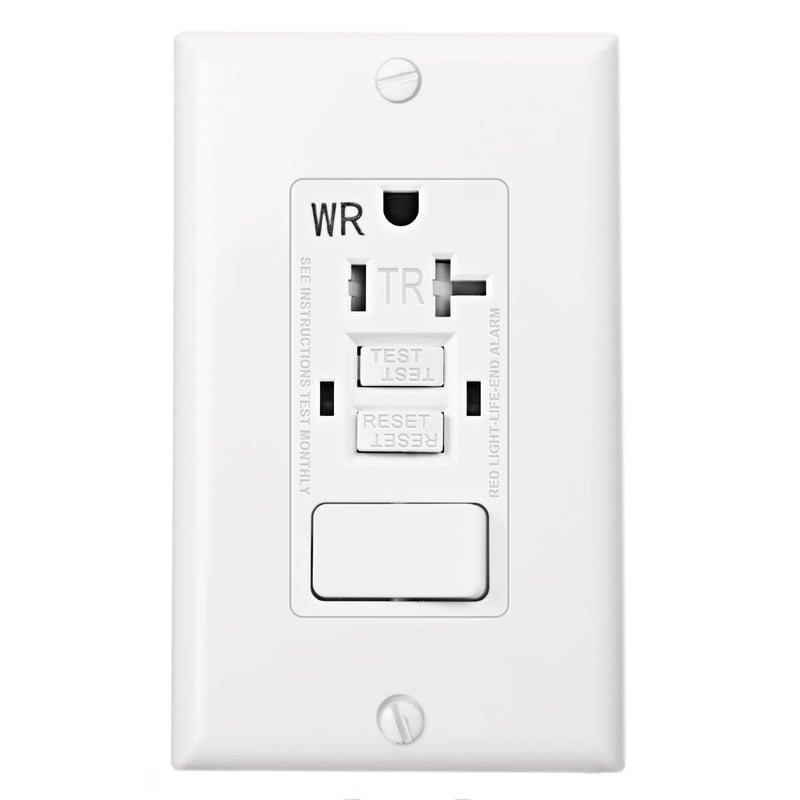 Baomain 2PCS GFCI Outlet Receptacle with Switch, 20A 125VAC 60Hz, Tamper Resistant&Weather Resistant,ETL Listed,Back&Side Wire,White (20Amp.) 2