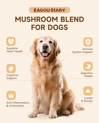 Dog Tear Stain Remover Supplement for Eye Health & White Fur Care - Mushroom for Dogs - with Turkey Tail Mushroom for Dogs, Lion’s Mane, Shiitake