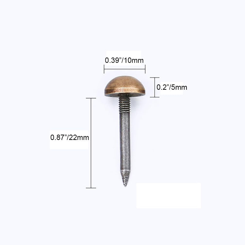 Tiazza 20Pcs Antique Brass Upholstery Tacks Drum Sofa Nails Cabinet Decorative Nail Pin (Bronze, 10mm) Bronze