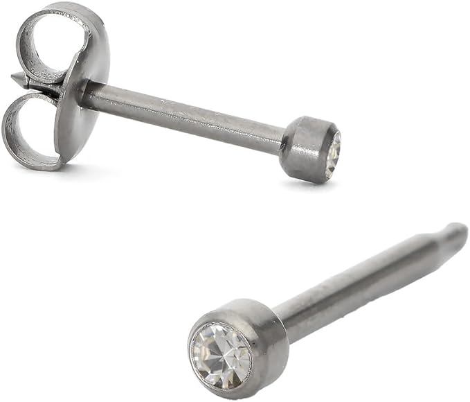 (SAJ) Piercer 16G for earlobe, 1 piece, for one ear, pure titanium safety piercer (April Diamond Pure Titanium) - NewNest Australia