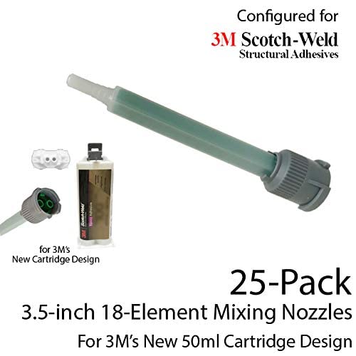 Green EPX Mixing Nozzles 25-Pack-fits 3M 50ml Duo-Pak Adhesive Cartridges (Shorter 16-Element, 3.5in, 1:1 & 2:1 ratios)
