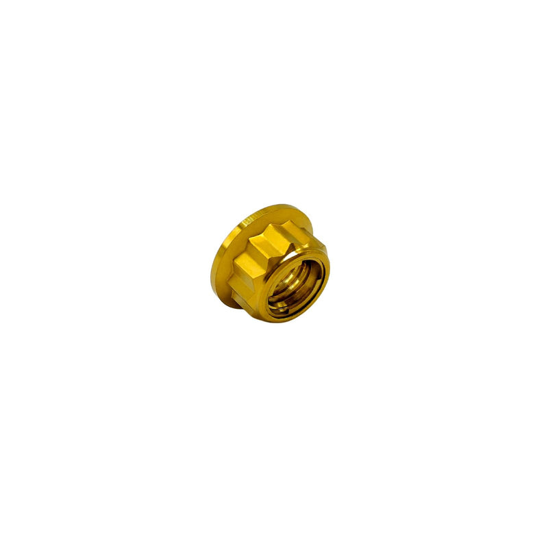 RISON Titanium Bi-Hex Sprocket Nut 12PT Flange Lock nut Titanium Metal Lock nut Pack of 5 (M8x1.25mm,Gold) M8x1.25mm Gold