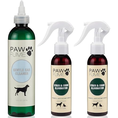 Paw Fume Gentle Ear Cleaner for Dogs + Stain & Odor Eliminator (Pack of 2)