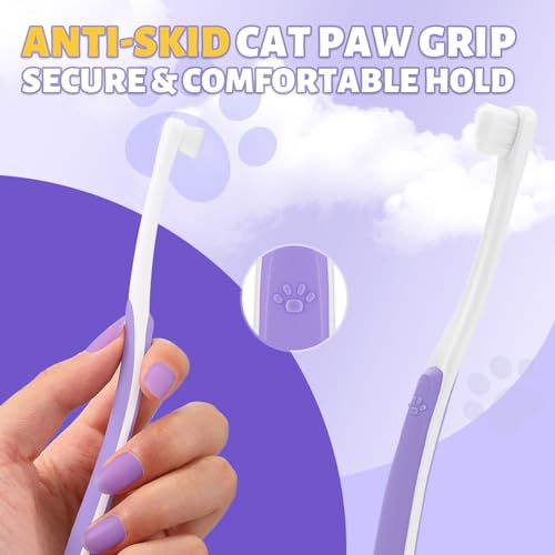 Cat Toothbrush for Kitten Teeth Cleaning + Natural Coconut Oil Cat & Dog Toothpaste.Enzymatic