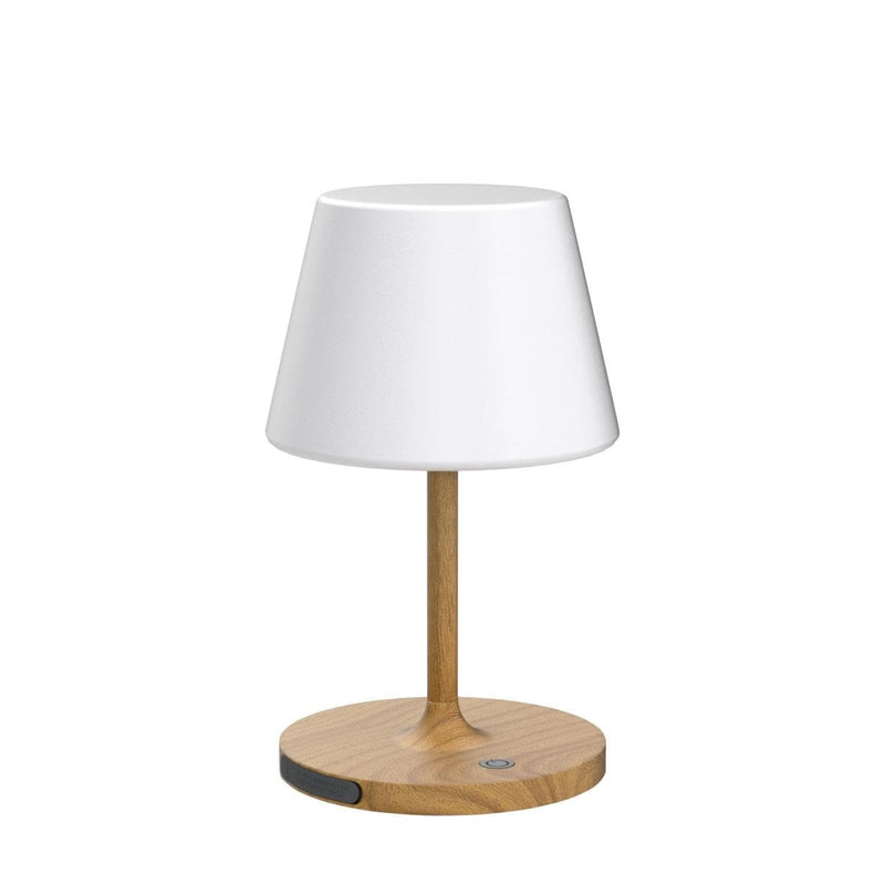 Outdoor Battery Operated Table Lamp Waterproof, 4000mAh Cordless Rechargeable, Touch Dimmable Desk Lamp, LED Night Light for Patio Camping Restaurant Home, H9.6in, Wood Grain 9.6in