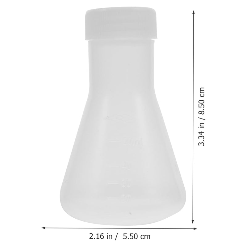 Hemobllo Erlenmeyer Flask - 10 Pcs 50ml Plastic Conical Flask Set with Screw Caps and Clear Scale - Scientific Plastic Erlenmeyer Flask Laboratory Flask (Pack of 2) 8.5X5.5X5.5CM (Pack of 2)