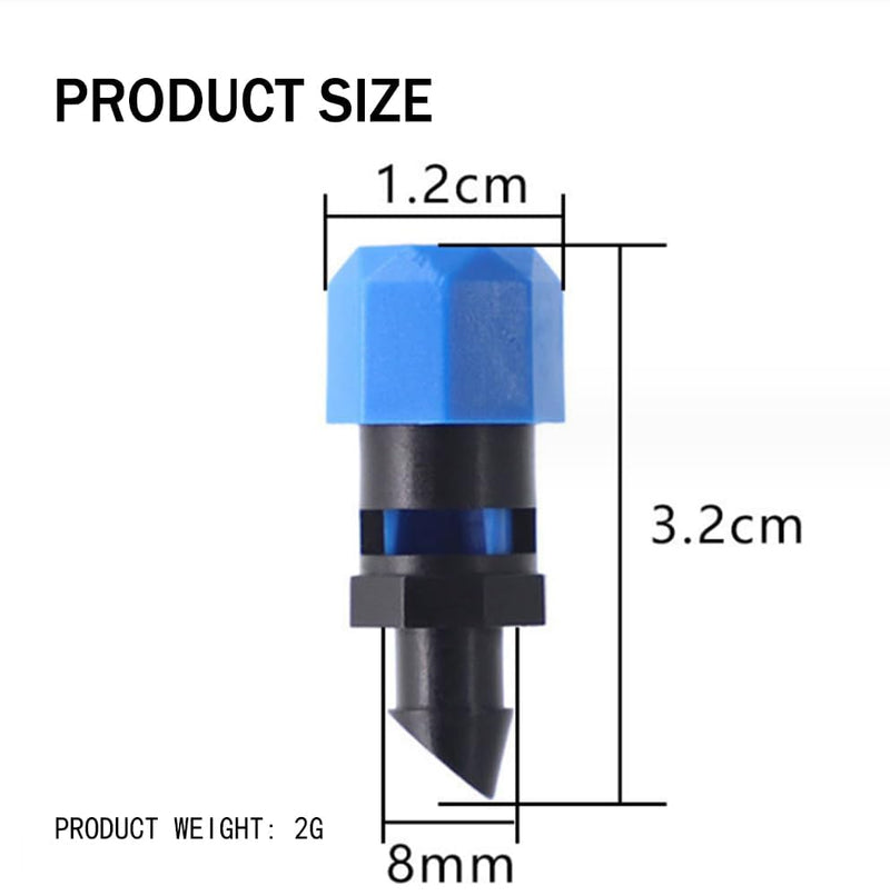 100PCS 0-260L/H Adjustable Irrigation Drippers Sprinklers 1/4 Inch Emitter Dripper Micro Drip Irrigation Sprinklers for Watering System (Blue) Blue