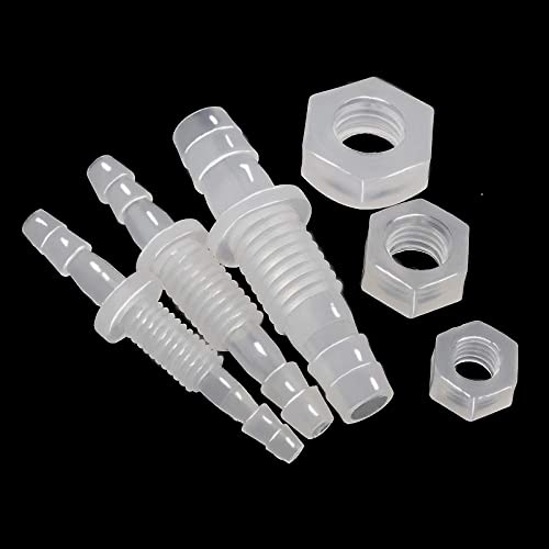 JoyTube 3/8" Hose ID barb Thru-Bulk Bulkhead Fittings Union Adapter Plastic Fittings with Stainless Steel Washers for Aquarium Water/Fuel/Air (Pack of 2) 3/8 Inch
