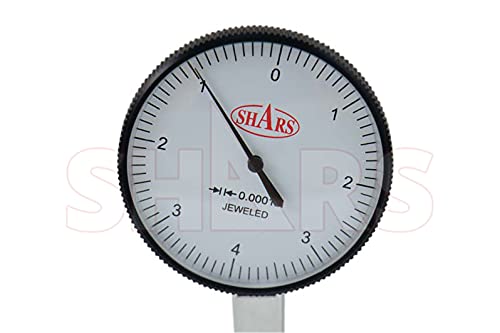 Shars 0.008" Large Face Dial Test Indicator, .0001" Graduation, 1.5" Face Diameter 303-3210 P] White .008" x .0001" 303-3210