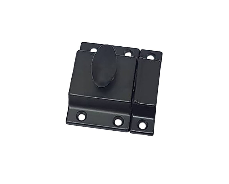 QCAA Traditional Large Oval Turn Cabinet Latch, Solid Brass, 2", for Cupboard & Other Furniture, Matte Black, 1 Pack, Made in Taiwan