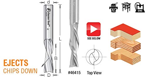 Amana Tool - 46239 Solid Carbide Spiral Plunge 3/32 Dia x 1/4 x 1/8 Shank x 2" Long Do