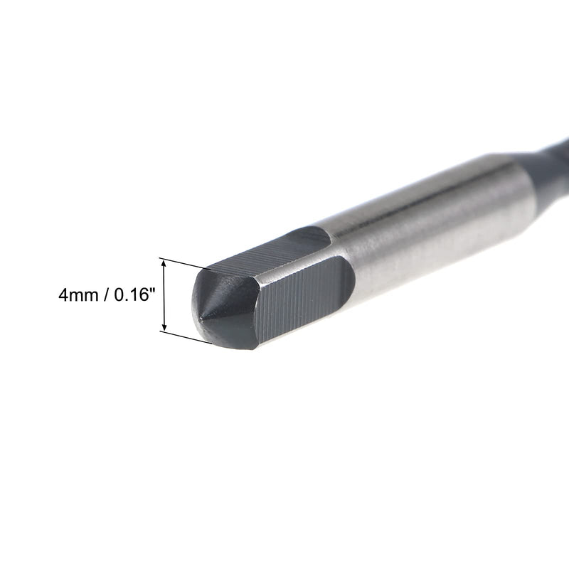 uxcell M4 x 0.7 Spiral Flute Thread Tap, Metric Machine Threading Tap HSS Nitriding Coated, Round Shank with Square End, H2 Tolerance, 2pcs M4 x 0.7mm
