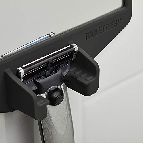 TOOLETRIES The Joseph Shower Mirror for Shaving - Silicone Razor Holder for Shower, Stlyish Bathroom Shower Accessory - Features Silicone-Grip, Removable & Reusable - Charcoal