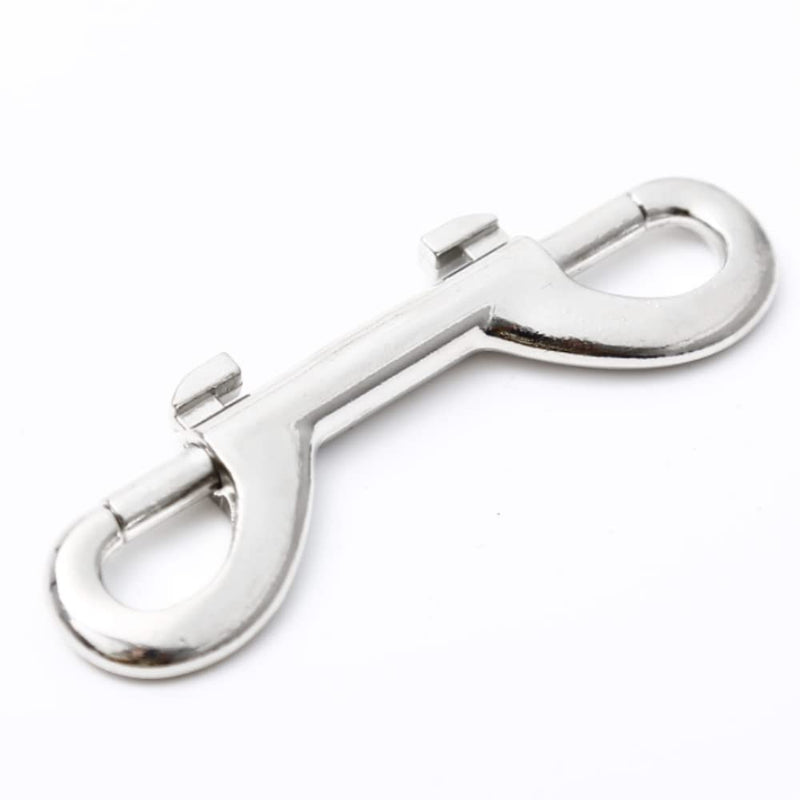 2 Pcs Double Ended Lead for Dogs, Bolt Snap Hooks Zinc Alloy Double End Clip Silver Diving Clip Trigger Snaps for Diving Dog Leash Key Chain Horse Tack Pet Feed Buckets