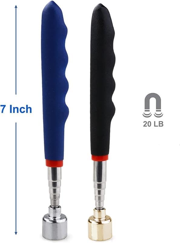 20 lbs Magnetic Telescoping Pick Up Tool for Small Metal Tools Extends from 7 to 30 inches / 185-720mm(Black Gold+Blue)