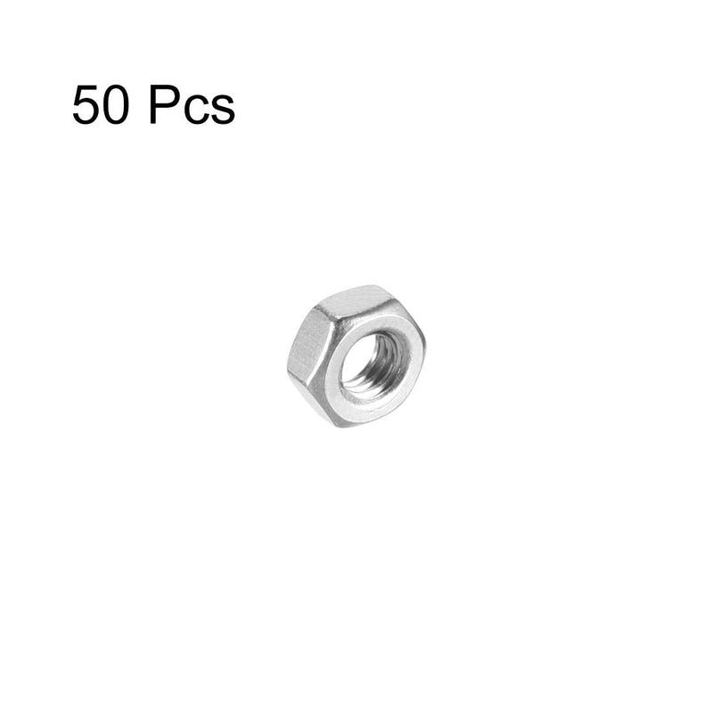 uxcell Hex Nuts, M4x0.7mm Metric Coarse Thread Hexagon Nut, Stainless Steel 304, Pack of 50