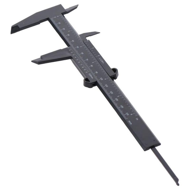 Mini Caliper 5PCS Black Durable 6Inch 150mm Plastic Vernier Caliper Convenient Double Scale (Metric/Inch) Sliding Gauge Ruler Student Office