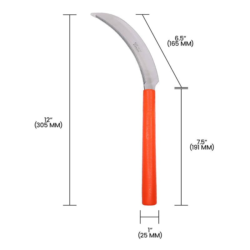 Zenport K208P Harvest Sickle with Plastic Handle, Light Serration, 6.5-Inch Stainless Steel Blade , Orange 1