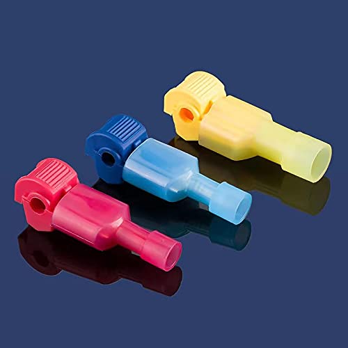 Vrupin 120 PCS T Tap Wire Connectors - Blue 18-14AWG Waterproof Wire Tap Connectors, T Taps for Wiring Automotive, Self Stripping Quick T Splice Electrical Wire Connectors Terminals Kit. Blue 120