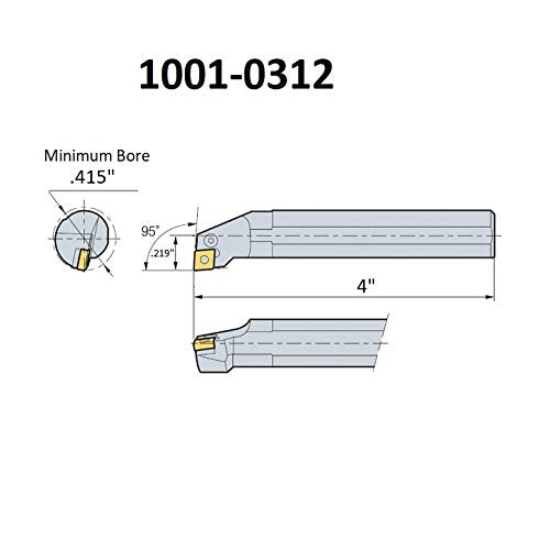 HHIP 1001-0312 5/16 Inch SCLCR2 Indexable Boring Bar with Coolant Thru 5/16" Dia x 4" OAL Single