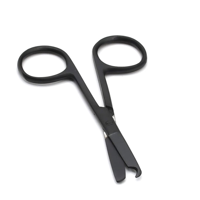 3.5" Stitch Scissors with Black Color Coating - Premium Quality Instrument- Delicate Hook - Perfect for Suture Removal, First Aid, EMS Training (Straight)