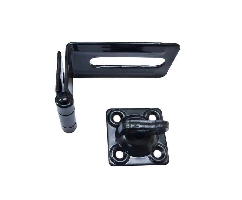 QCAA 90 Degree Angel HASP and Swivel Staple, 4-1/2", Steel, Black, 1 Pack, Made in Taiwan 1pack