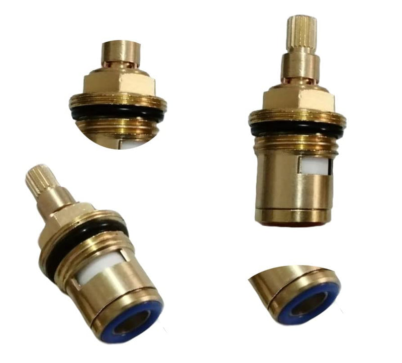 Ceramic Stem Cartridge Brass Ceramic Disc Cartridge G1/2" Faucet Valve Replacement for Bathroom Kitchen (2 Packs, Cold & Hot)